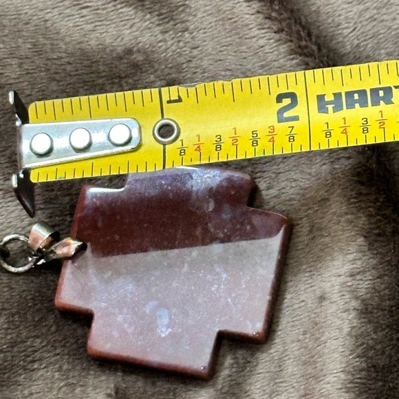 Multi Gemstone NECKLACE CROSS PENDANT Jasper Chalcedony 925 Clasp 4107 W - Picture 4 of 9